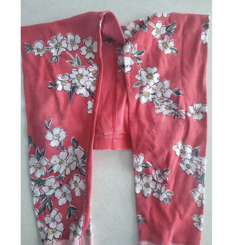 Hanna Andersson Pajama Set Pink Floral Organic Cotton Snug Fit Sleepwear Size 5